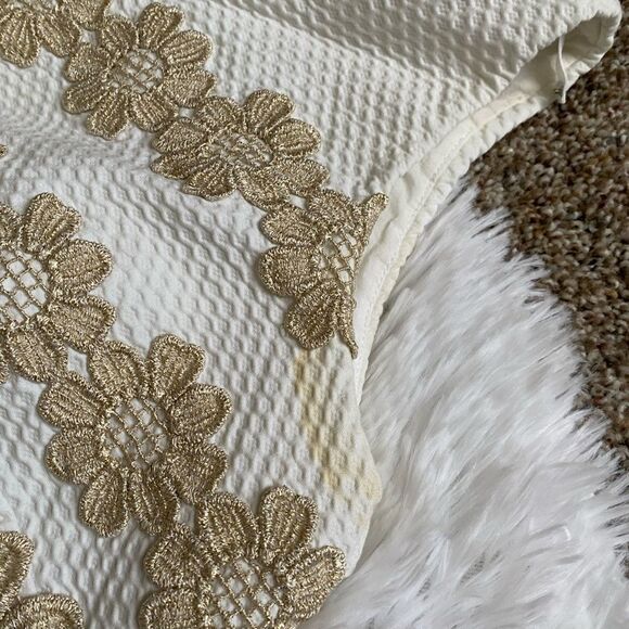 Lilly Pulitzer Tank Dress FLAW White Metallic Gold Floral Womens Size 2 - Picture 12 of 12